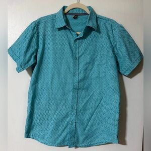 Aqua Short Sleeve Button Down Shirt